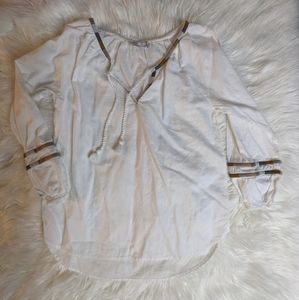 ✨3/$25 Prana White Tie Peasant Blouse Oversized